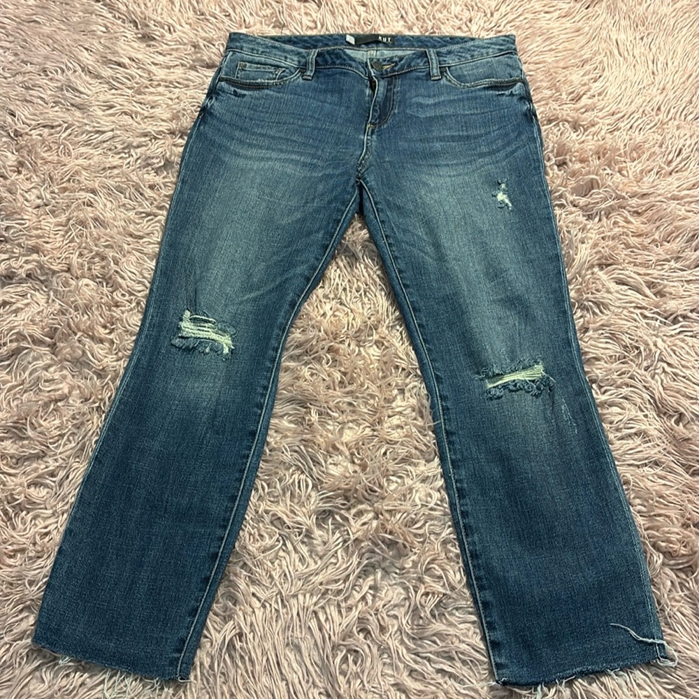 Kut From The Kloth Reese Ankle Straight Leg Distressed Jeans